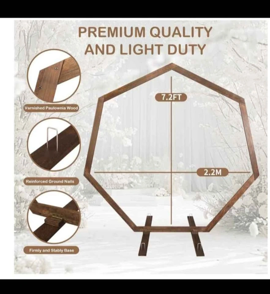 New TIGERSHOW Wooden Heptagonal Wedding Arch 7.2-foot - photo 2