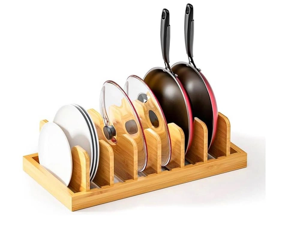 Declutter Your Kitchen! 🍳 Bamboo Pot Lid & Pan Organizer