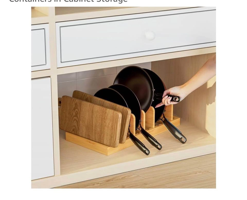 Declutter Your Kitchen! 🍳 Bamboo Pot Lid & Pan Organizer - photo 2