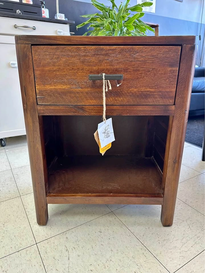 Rustic Wood Nightstand with Drawer