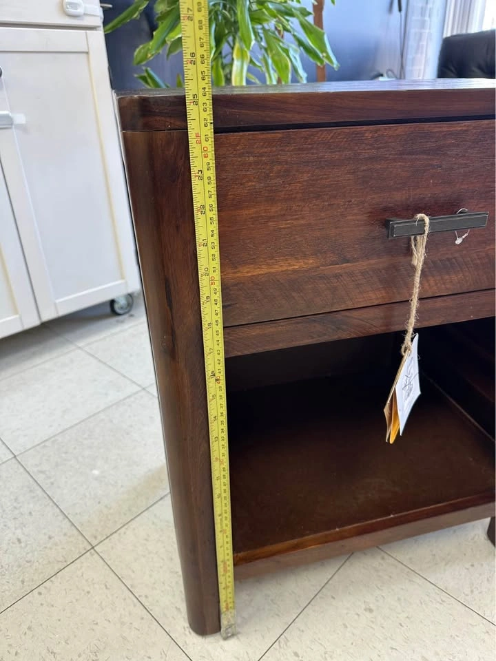 Rustic Wood Nightstand with Drawer - photo 4
