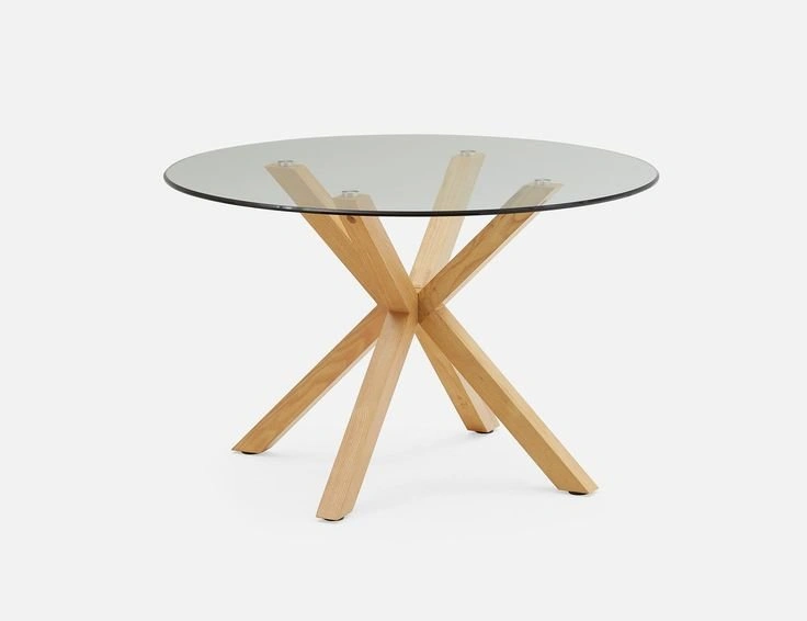 Structube Riga Solid Ash Wood Dining Table w/ Glass Top - photo 3