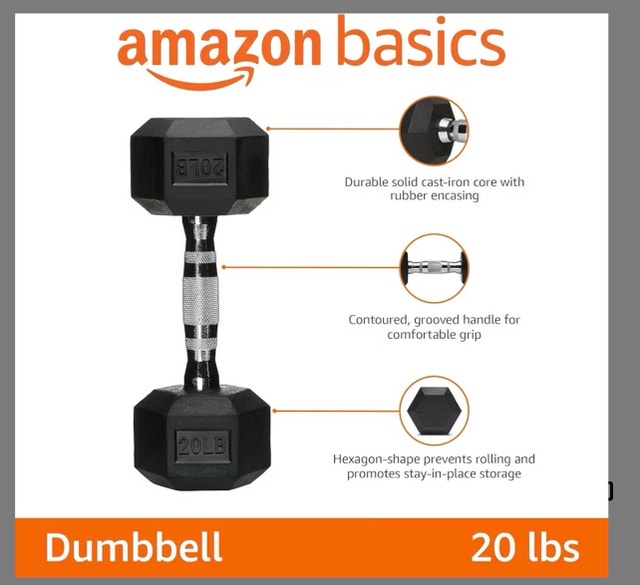Rubber Hex Dumbbells 20lbs x 2 - photo 2