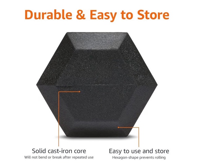 Rubber Hex Dumbbells 20lbs x 2 - photo 3