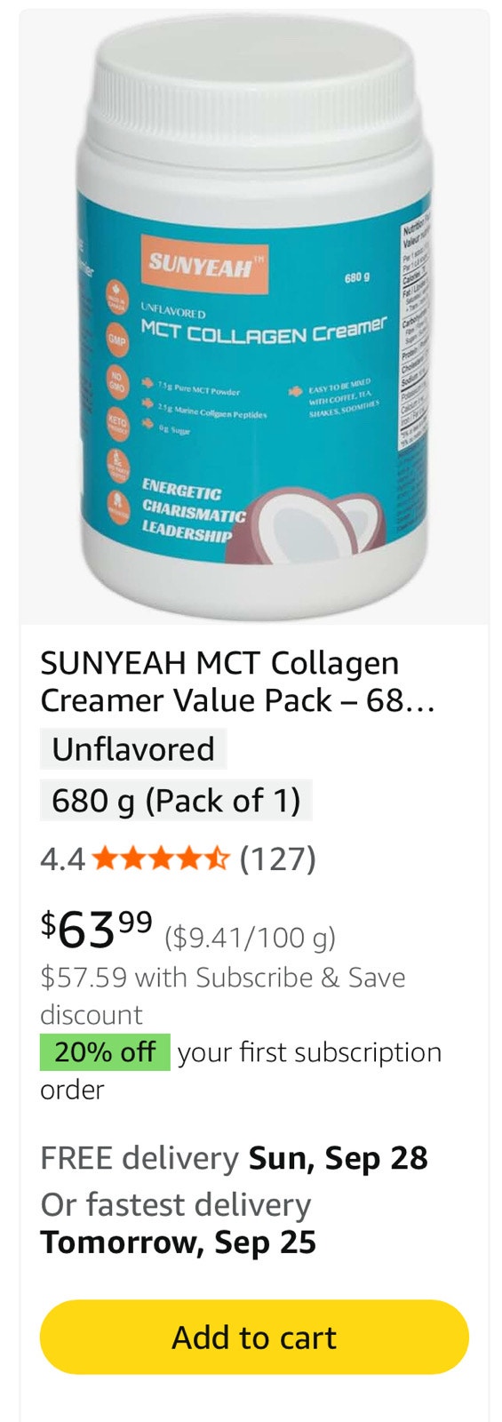 SUNYEAH MCT Collagen Creamer Value Pack – 68 Servings - photo 4