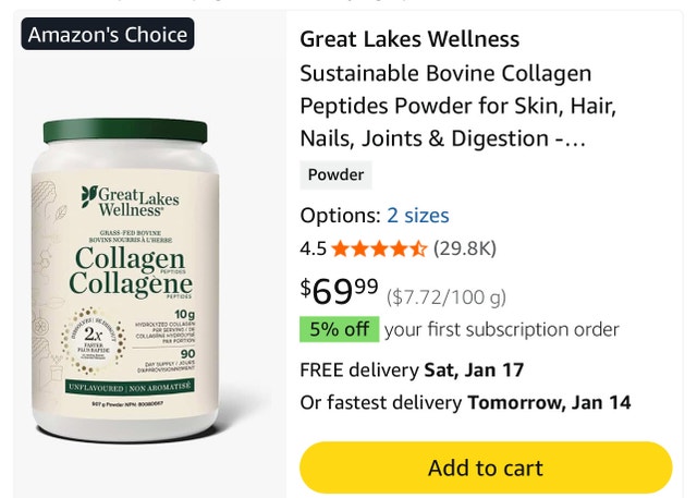 Great Lakes Wellness Collagen Peptides 907g - photo 5