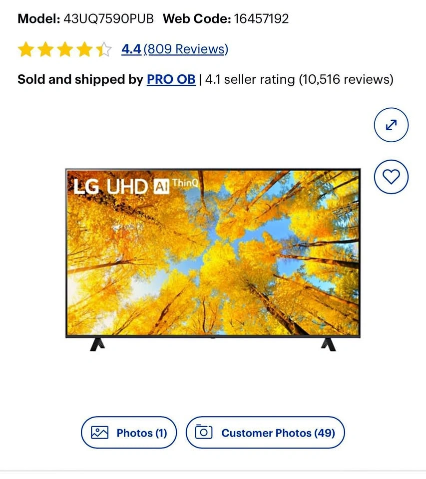 LG 43” 4K UHD Smart TV