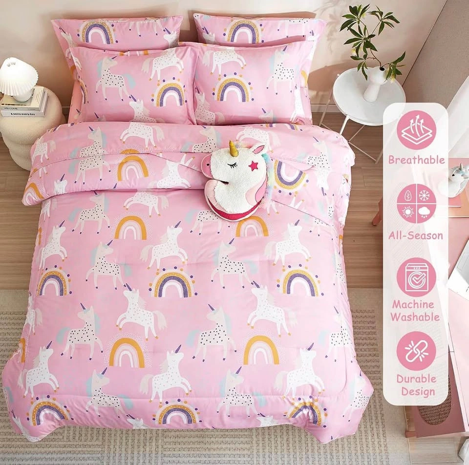 Kids Pink Unicorn Bedding 7 Pc Full/Queen Comforter Set - photo 4