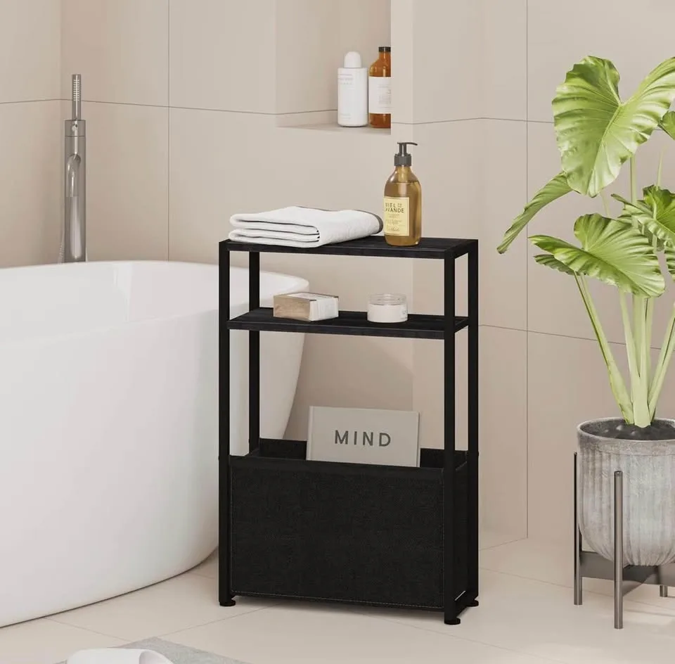 New-Black Slim Side Table with Magazine Rack - photo 3