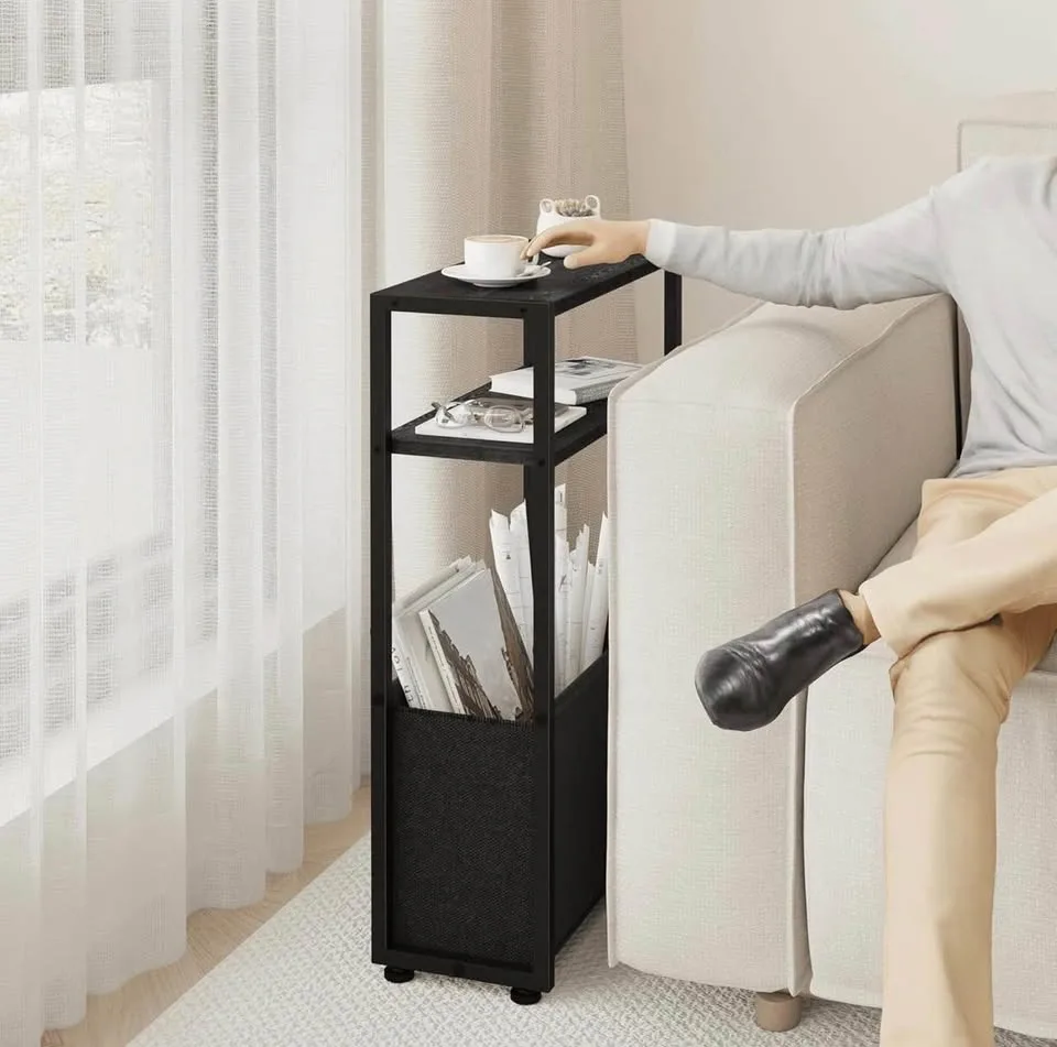 New-Black Slim Side Table with Magazine Rack - photo 4