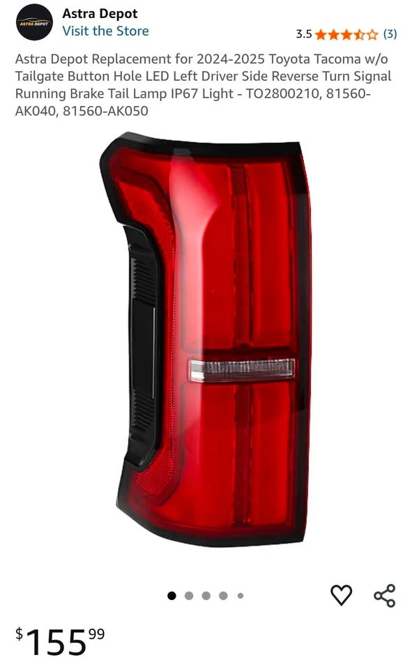 2024 to Current Model Tacoma Driver-Side Tail Light - photo 2