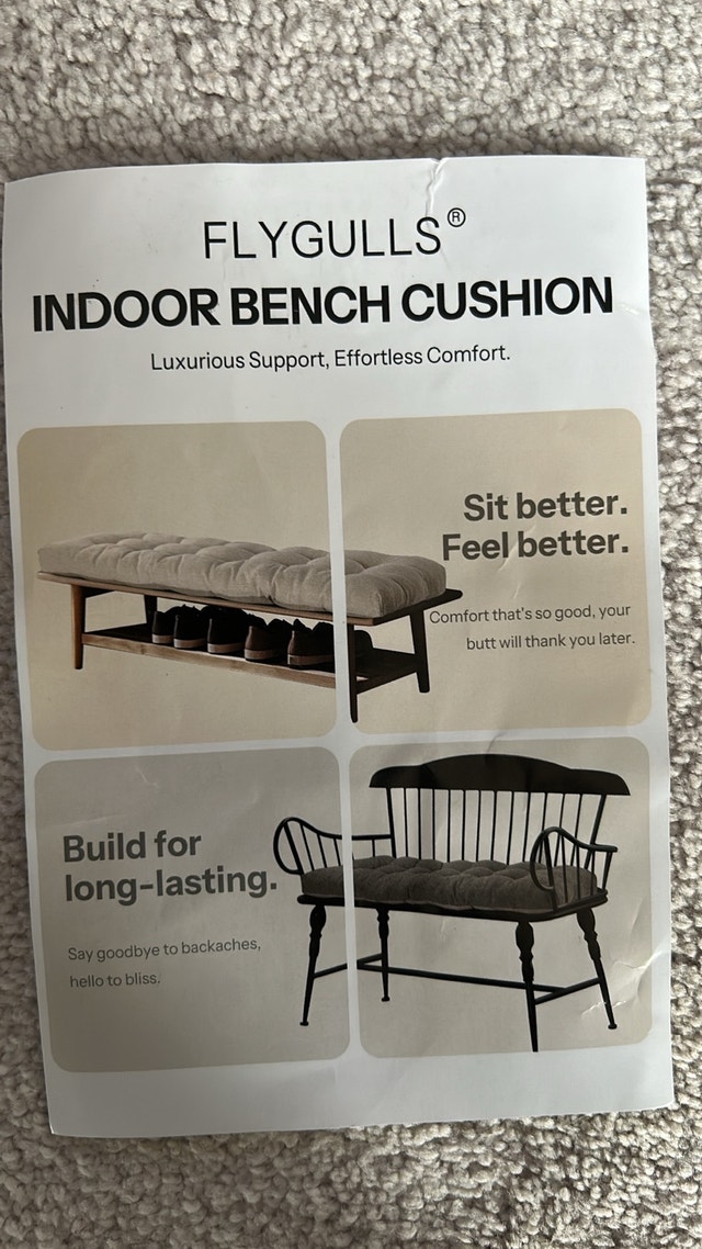 New FLYGULLS Indoor/Outdoor Bench Cushion 42"x18" - photo 3