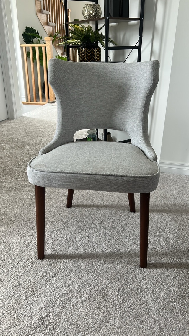 New Chairs - Light Grey Fabric & Solid Wood Legs