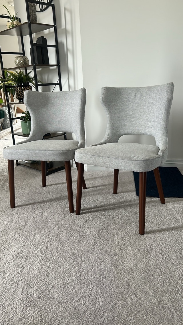 New Chairs - Light Grey Fabric & Solid Wood Legs - photo 3