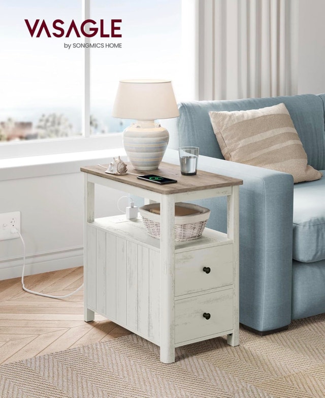 VASAGLE Side End Table with Charging Station Nightstand - photo 2