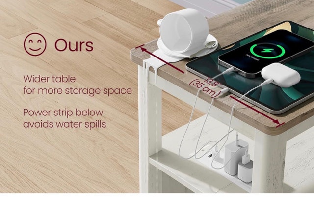 VASAGLE Side End Table with Charging Station Nightstand - photo 5
