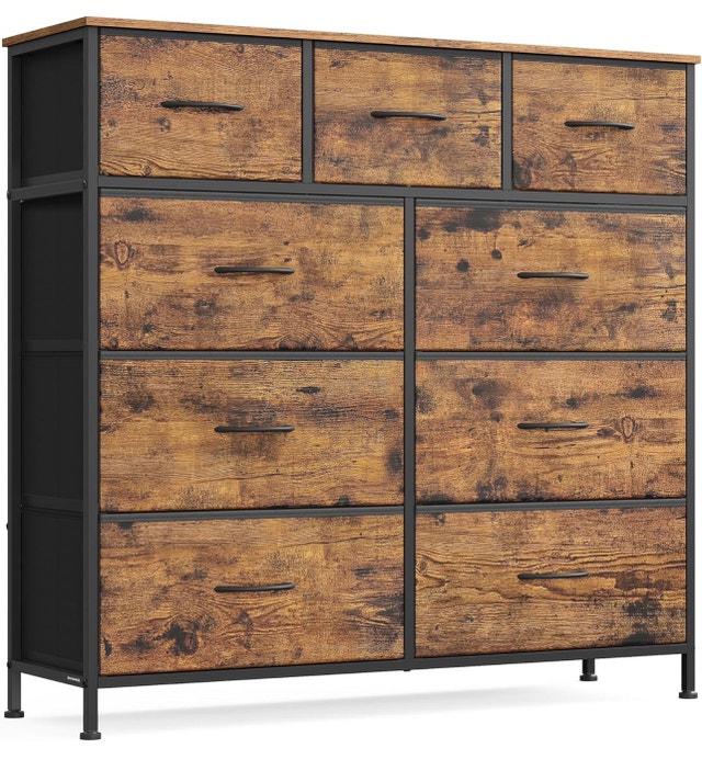New 9-Drawer Steel Dresser - Rustic Brown