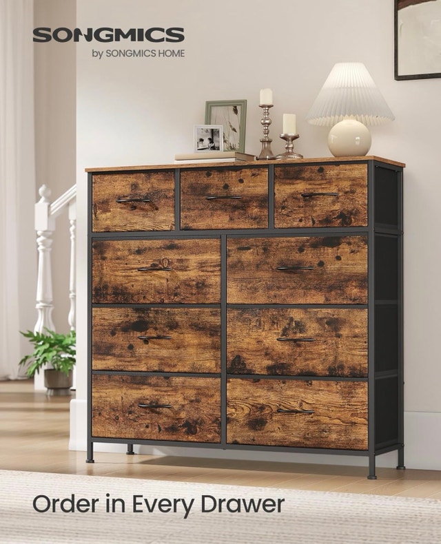 New 9-Drawer Steel Dresser - Rustic Brown - photo 2