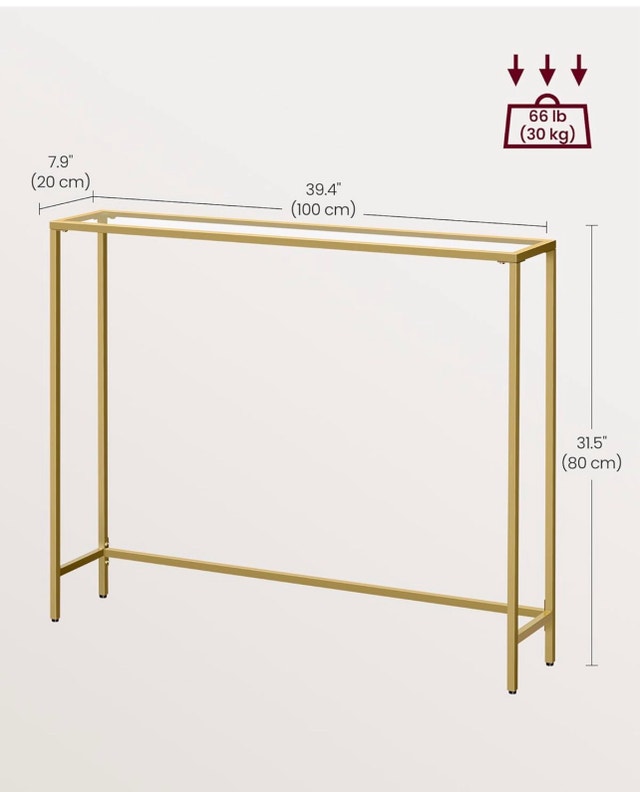 Entryway Console Table, Tempered Glass, Gold - photo 3