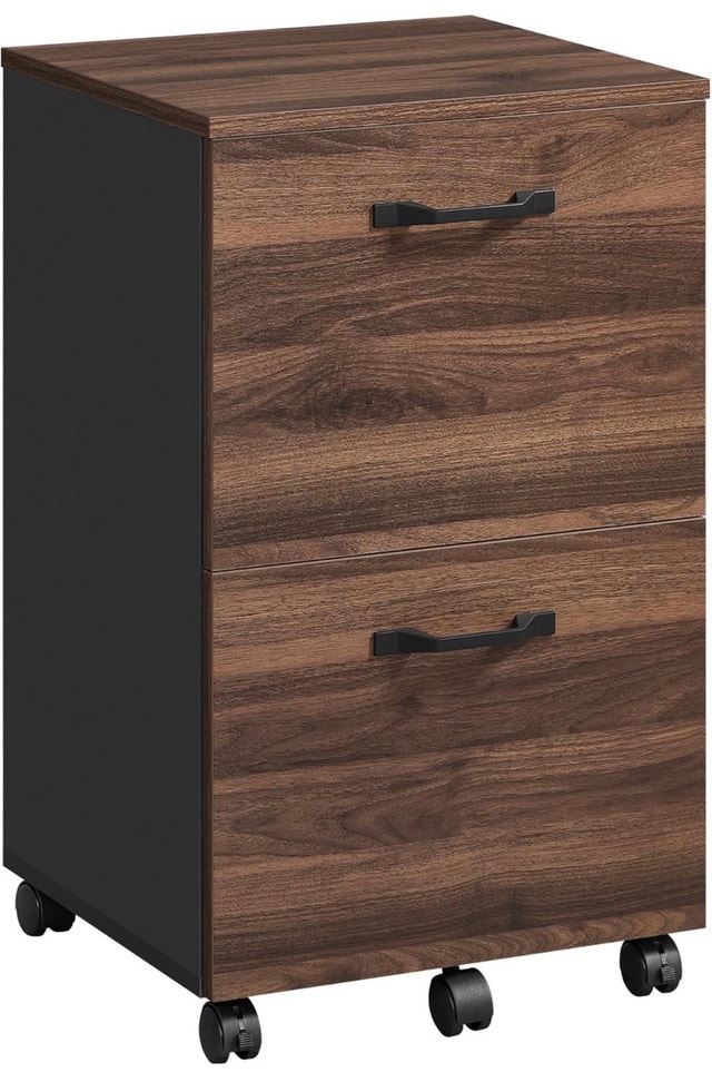 New 2-Drawer Cabinet, Natural Walnut & Ink Black