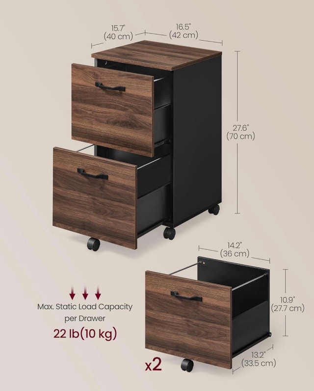 New 2-Drawer Cabinet, Natural Walnut & Ink Black - photo 3