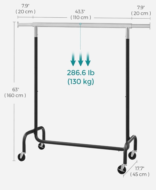 Heavy-Duty Extendable Clothes Rack with Wheels - photo 2