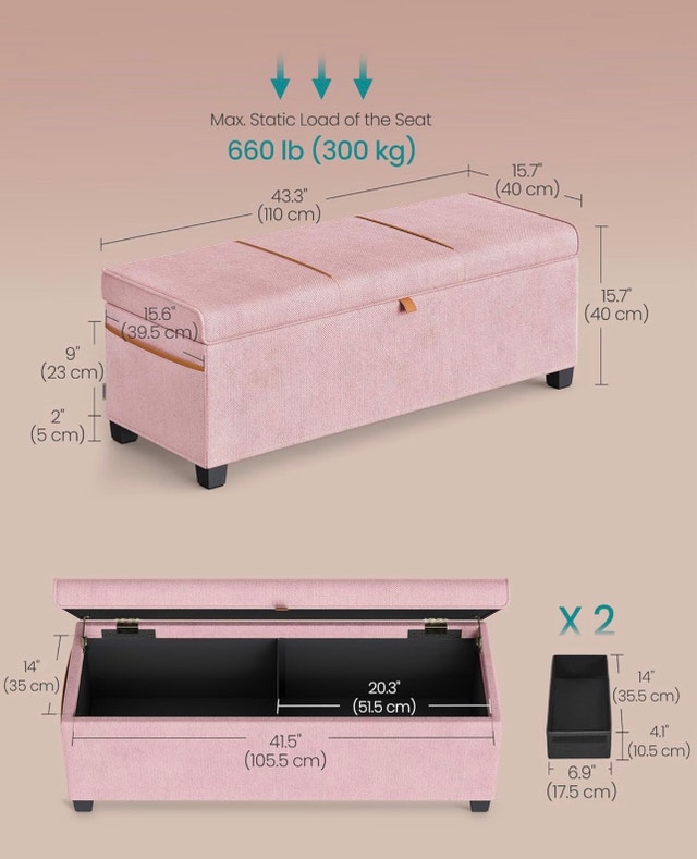 New Storage Ottoman Bench - Jelly Pink - photo 2