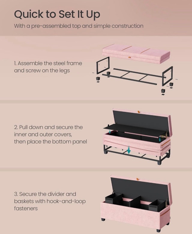 New Storage Ottoman Bench - Jelly Pink - photo 3