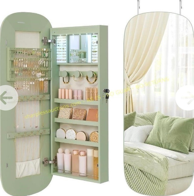SONGMICS Mirror Jewelry Cabinet, Lockable