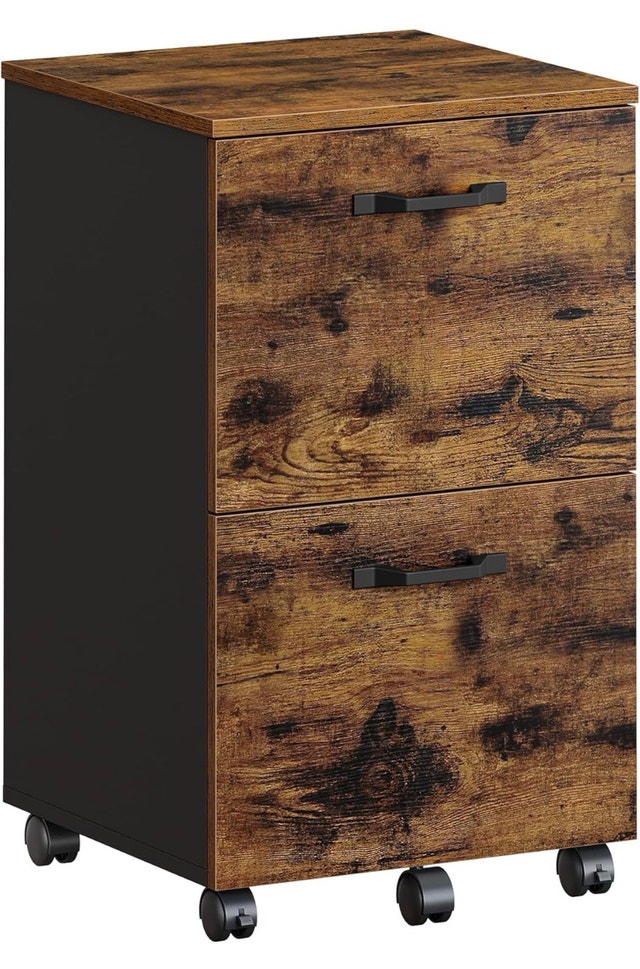 2-Drawer Cabinet - Rustic Brown & Black