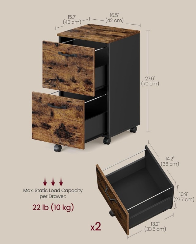 2-Drawer Cabinet - Rustic Brown & Black - photo 2