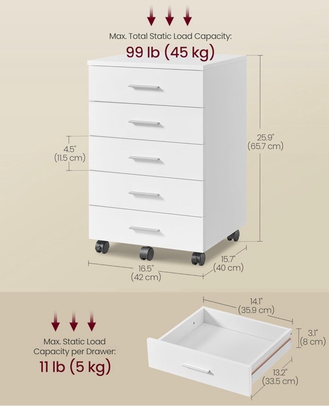 New Printer Stand with 5 Drawers - Cloud White - photo 2
