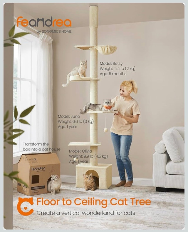 New Floor to Ceiling Cat Climbing Tower/Tree UPCT210Y01 - photo 2