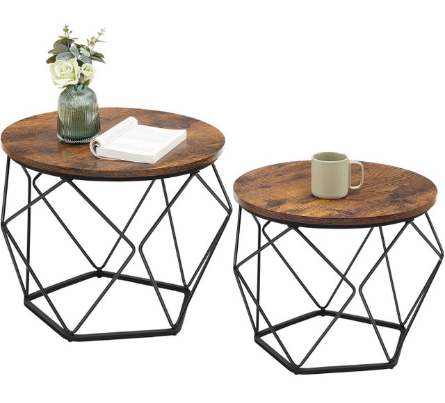 New Round Coffee Table Set with Steel Frame