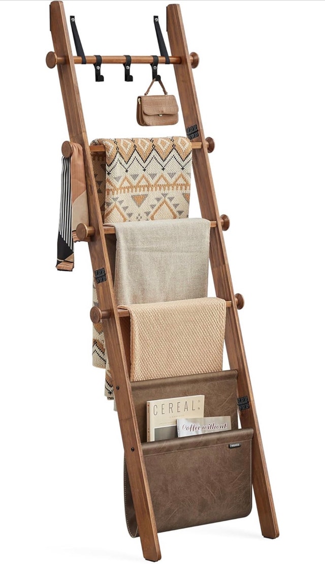 New 5-Tier Wooden Blanket Ladder Shelf