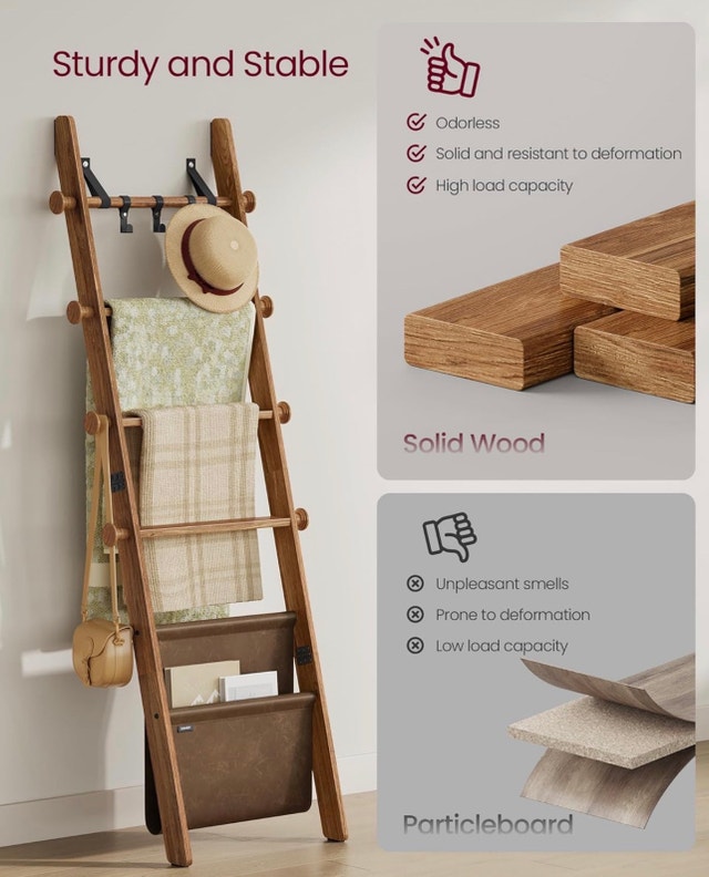 New 5-Tier Wooden Blanket Ladder Shelf - photo 4
