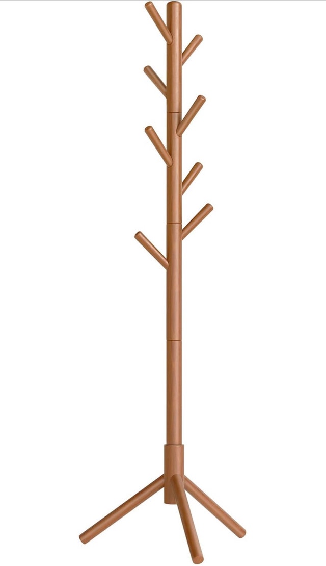 New Tree-Shaped Solid Wood Coat Rack - 8 Hooks