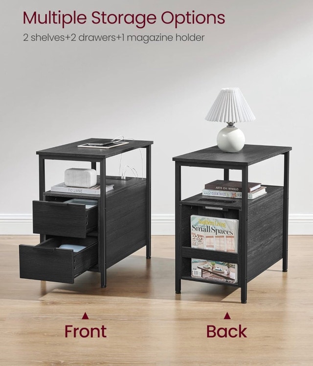 New VASAGLE Nightstand w/ Charging Station - 2 Drawers - photo 5