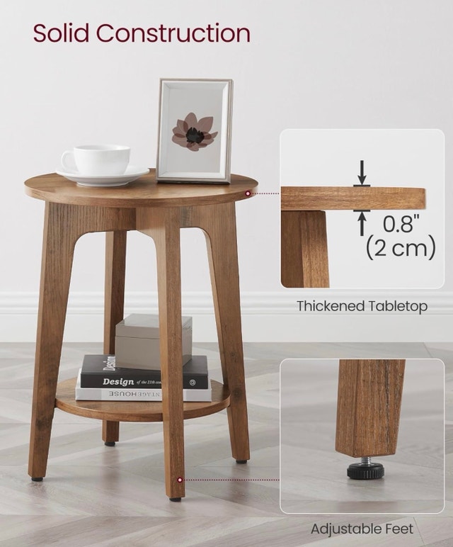 2-Tier Small Round End Table / Nightstand - photo 3