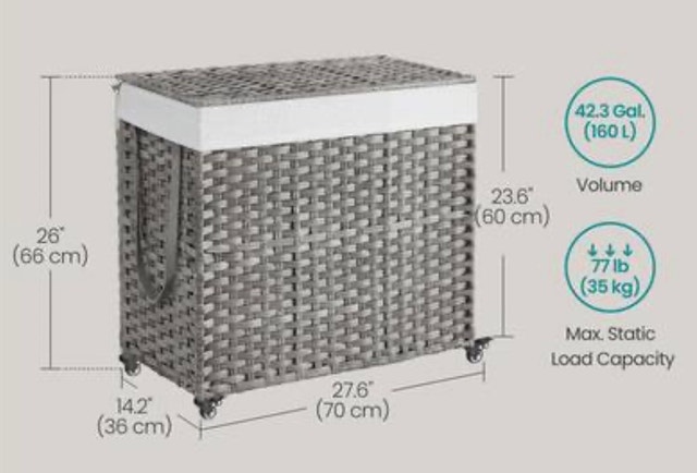 New Laundry Basket Hamper with Lid - photo 2