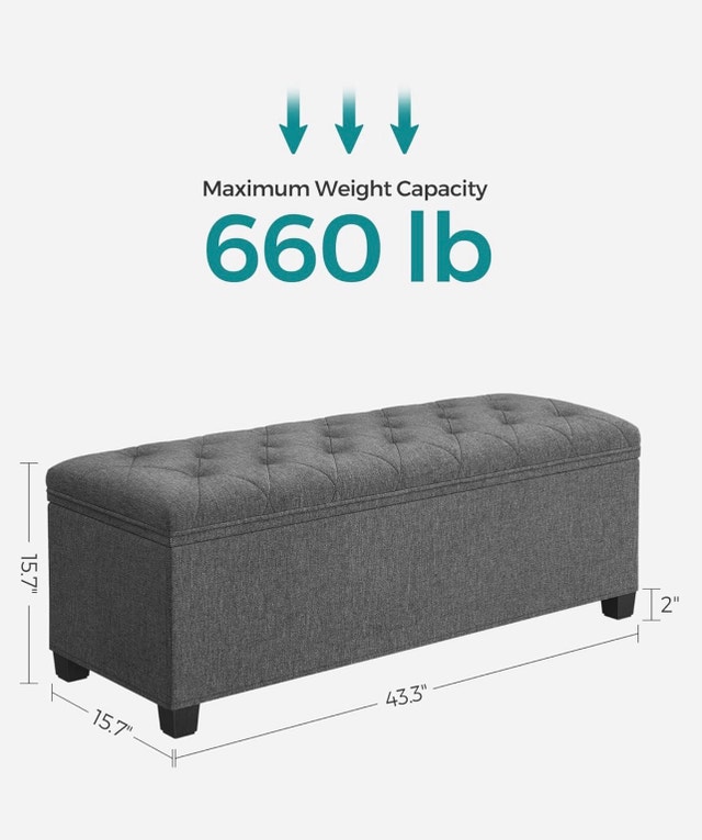 New Foldable Storage Ottoman Bench with Legs - photo 3