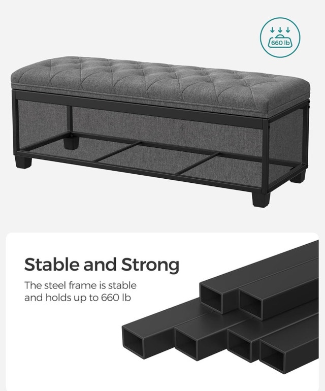 New Foldable Storage Ottoman Bench with Legs - photo 4