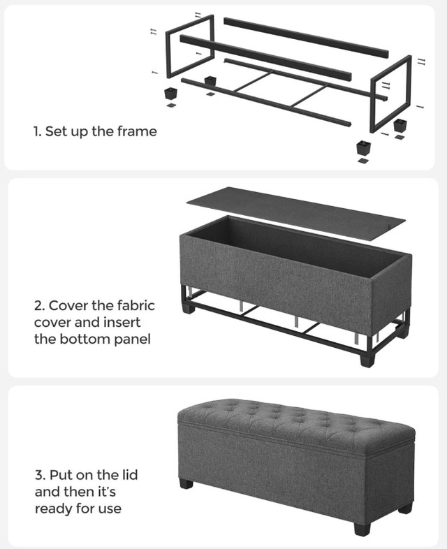 New Foldable Storage Ottoman Bench with Legs - photo 5