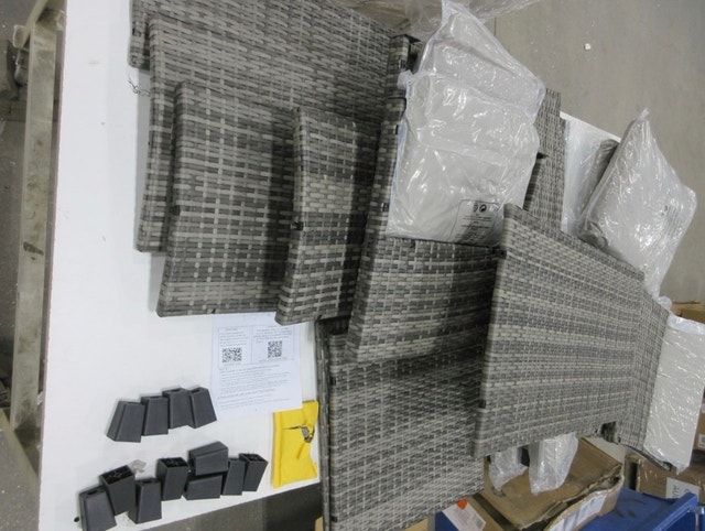 WINSTON PORTER Patio Love Seat & 2 Chairs - Grey Cushions - photo 4