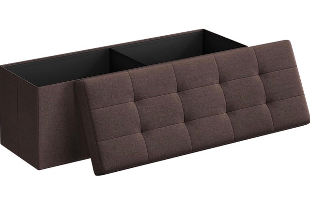 110cm Folding Storage Ottoman Bench - Brown (300kg Load)