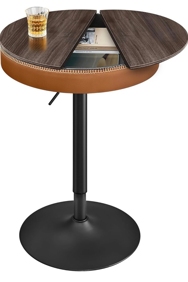 Adjustable Round Bar Table with Synthetic Leather