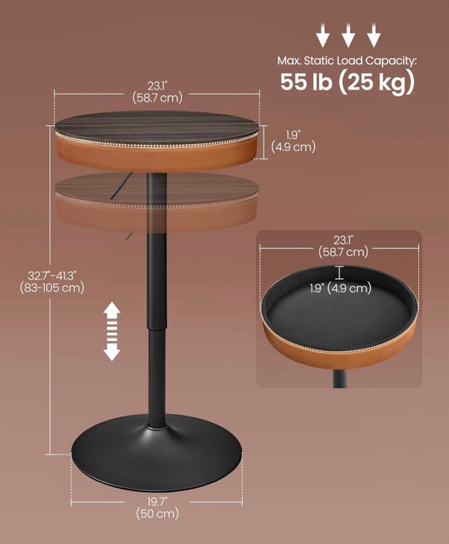 Adjustable Round Bar Table with Synthetic Leather - photo 2