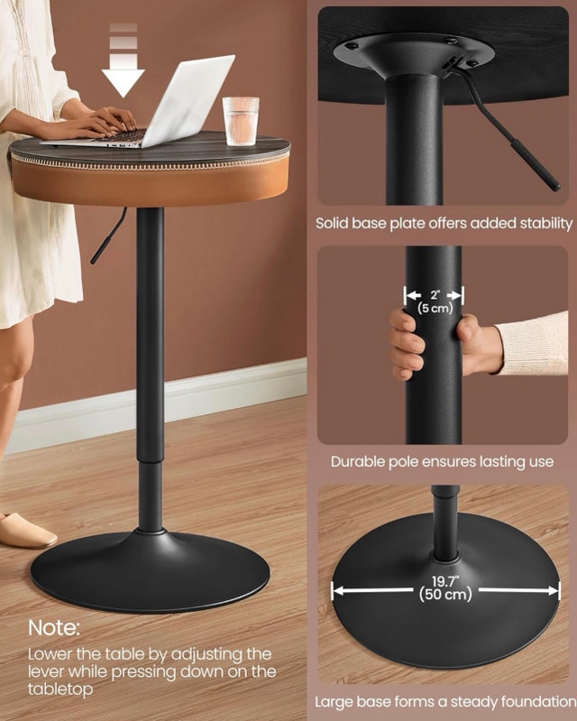 Adjustable Round Bar Table with Synthetic Leather - photo 3