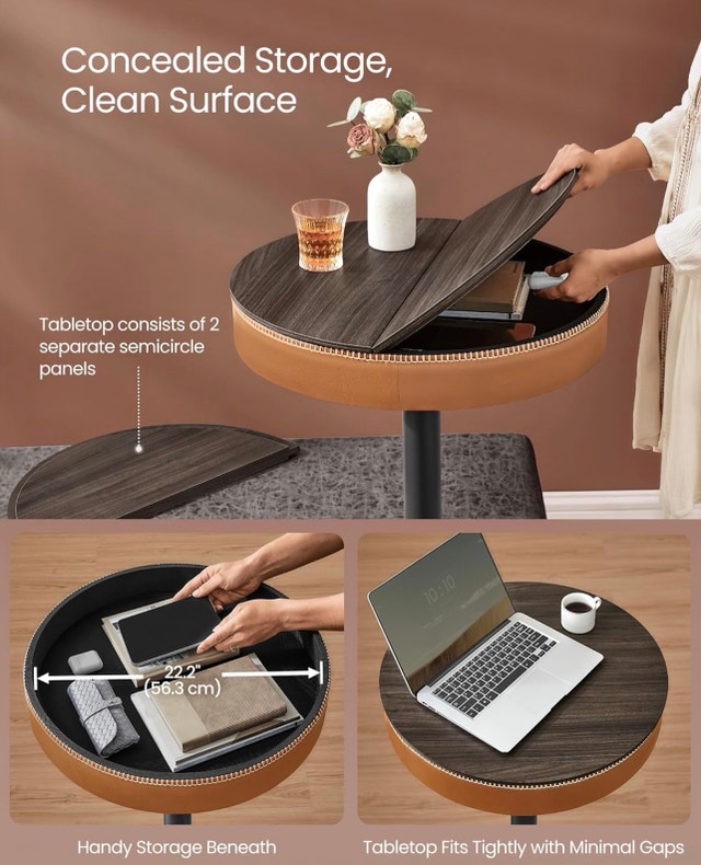 Adjustable Round Bar Table with Synthetic Leather - photo 4