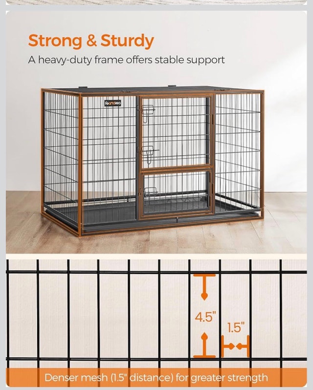 Heavy-Duty Metal Dog Crate with Removable Tray - photo 2
